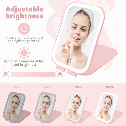 Travel Makeup Mirror, Portable Mirror with 3 Adjustable Light Settings, USB-Rechargeable Vanity Mirror with Lights，Gift for Women and Girls