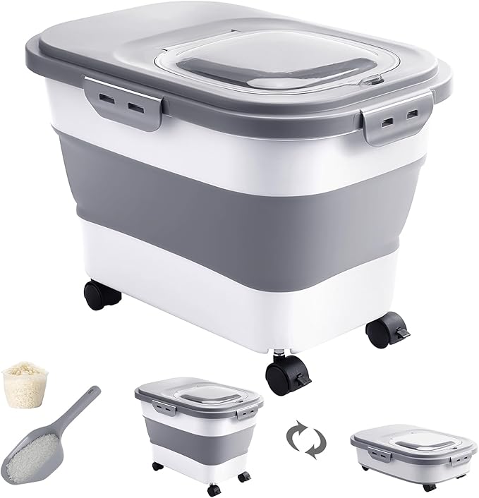20-30 Lbs Rice Storage Container, Collapsible Food Storage Containers