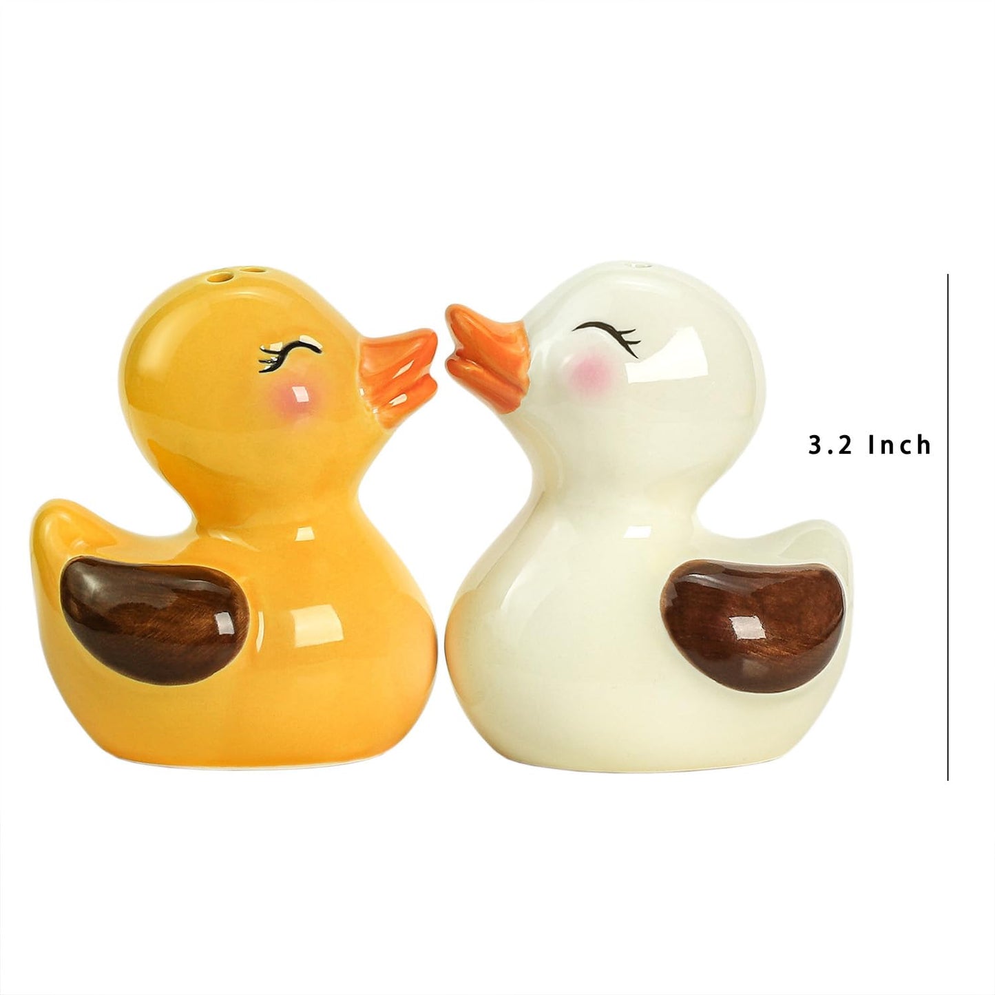 Bicuzat Ceramic Duck Shape Salt & Pepper Shakers Set, Hand-Painted Cute Duck Salt and Pepper Shakers, 2 PCS Set