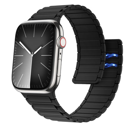 Magnetic Band Compatible with Apple Watch Ultra/Ultra2 49mm/Series SE/10/9/8/7/6/5/4/3/2/1 42/44/45/46mm,Silicone Watch Strap Strong Magnet Link Solo Loop Adjustable Wristband,Black
