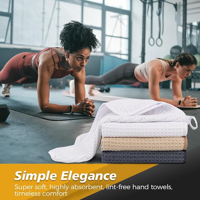 HOMEXCEL 4 Pack Premium Waffle Gym Towels, Ultra Soft Cooling Towels Highly