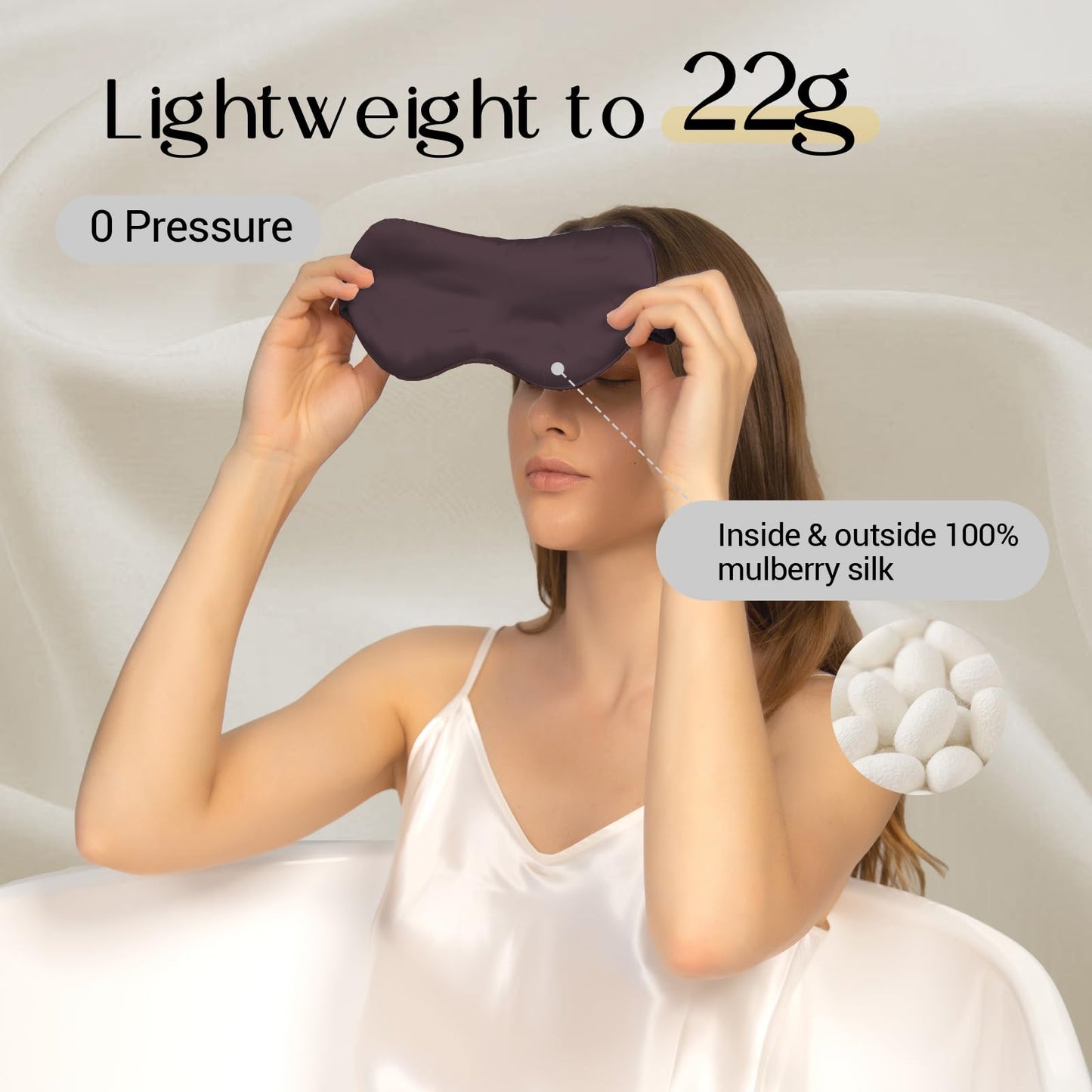 ZIMASILK Adjustable 100% 22 Momme Mulberry Silk Sleep Mask for Sleeping, Filled with Premium Mulberry Silk, Softest & Breathable Blackout Eye Sleeping Mask (Black)