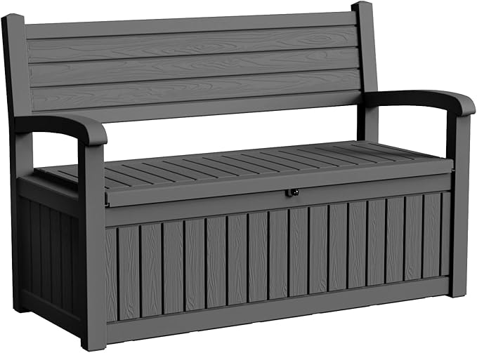 DRATO 75 Gallon Storage Bench Deck Box Outdoor Indoor,Lockable Durable All-Weather Seating with Hidden Storage,Deck Storage for Garden, Pool, Patio