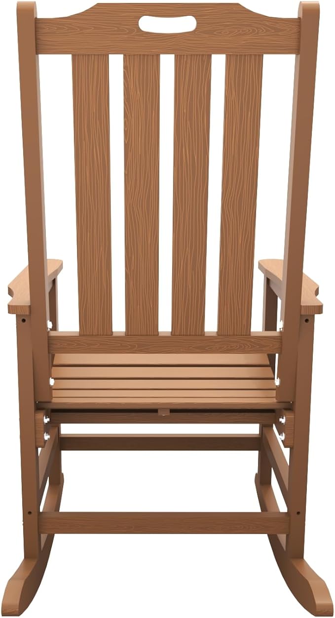 Oversized Rocking Chair Set of 2, Outdoor Rocking Chair for Adults, All Weather Resistant Porch Rocker for Lawn Garden, Wood