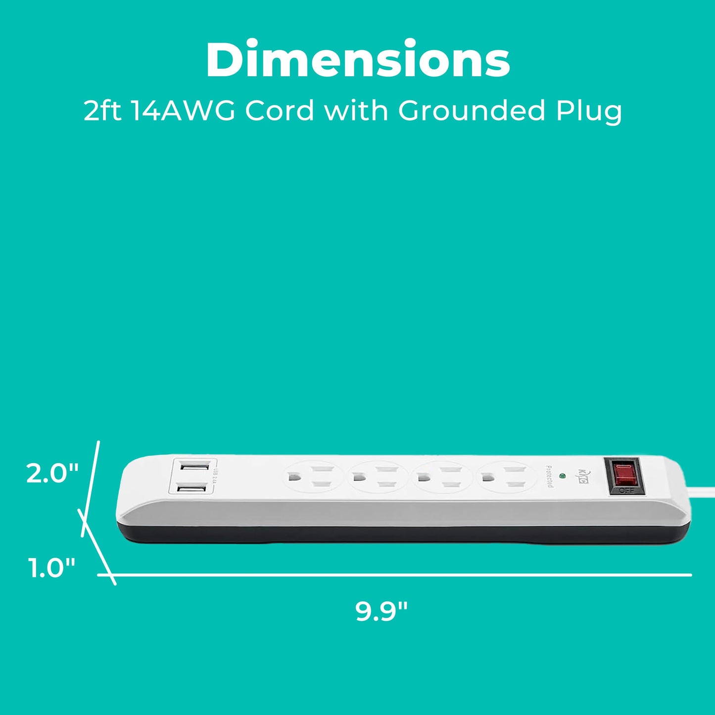 4-Outlet Surge Protector Power Strip (2 Pack)