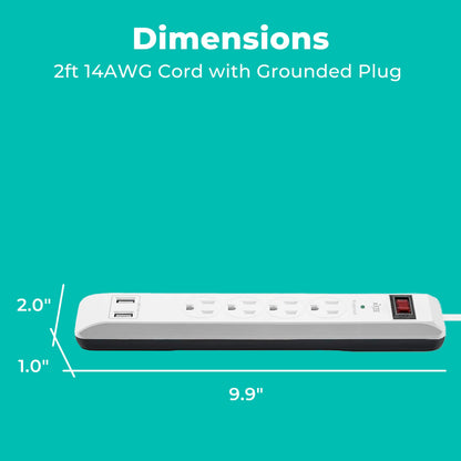 4-Outlet Surge Protector Power Strip (2 Pack)