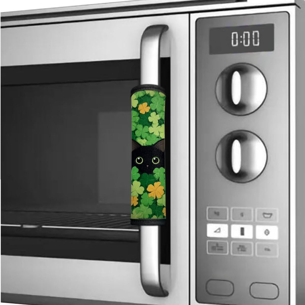 Hwzdsyxl Black Cat Shamrock Print Refrigerator Door Handle Covers 6 Pieces Fridge Oven Protector Kitchen Appliance Handle Gloves Protector for Microwave Dishwasher Stove St. Patrick's Day Decor