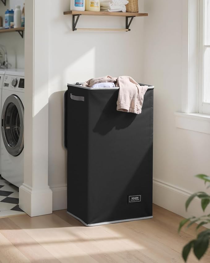 SOLEDI Laundry Hamper Black - 100L Large and Tall Laundry Basket Collapsible