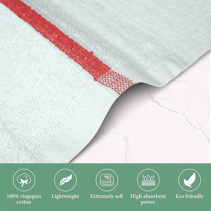 Bar Mop Red Stripe 6 lbs 16x19 Pack of 36, 100% Cotton Double Stitched Route