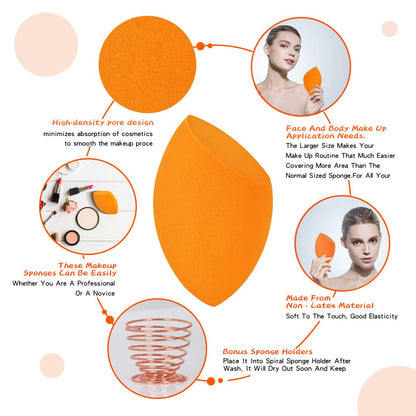 EXTRA LARGE XL Make Up Beauty Sponges Blender,11cm big Makeup beauty sponge -Jumbo Beauty Blenders give 1 Sponge Holder,for Dry & Wet Use,for Face,Body,Blush Cream, Foundation