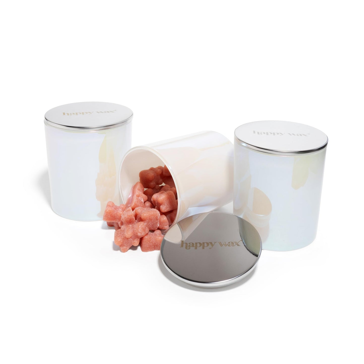 Happy Wax Opalescent Glass Storage Container Wax Jars for Scented Soy Wax Melts - 3 Pack