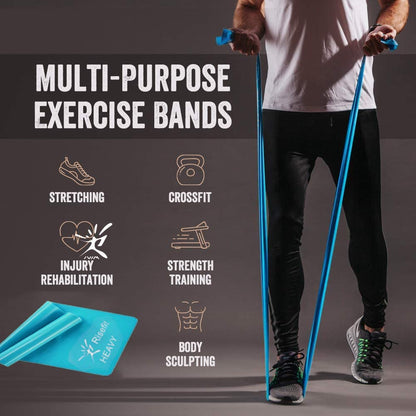 Therapy Flat Resistance Bands Set, Latex Free Flat Exercise Stretch Bands for Stretching, Flexibility, Pilates, Yoga, Ballet, Gymnastics and Rehabilitation Pin, Purple, Blue (3 Packs, 4.9FT Long)