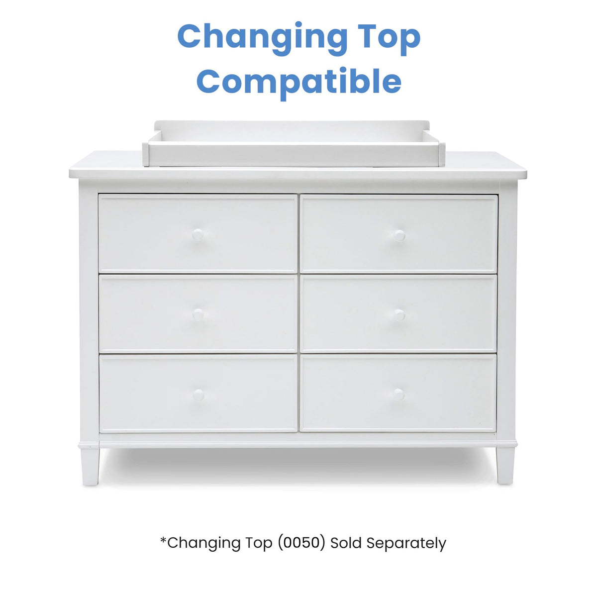 Delta Children Haven 6 Drawer Dresser with Interlocking Drawers - Greenguard Gold Certified, White