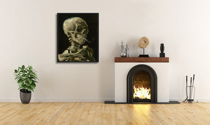 Wieco Art Skull of a Skeleton with Burning Cigarette, 1886 by Vincent Van Gogh Canvas Wall Art for Home Decor and Wall Decor Post-impressionism Canvas Prints Pictures Artwork