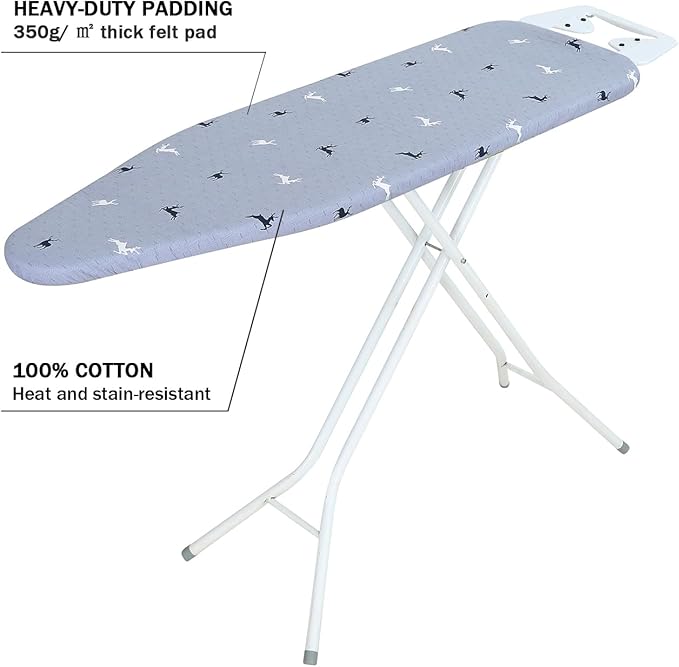 Ironing Board Cover and Pad Standard Size 15 x 54, 3 Pairs of Hook and Loop