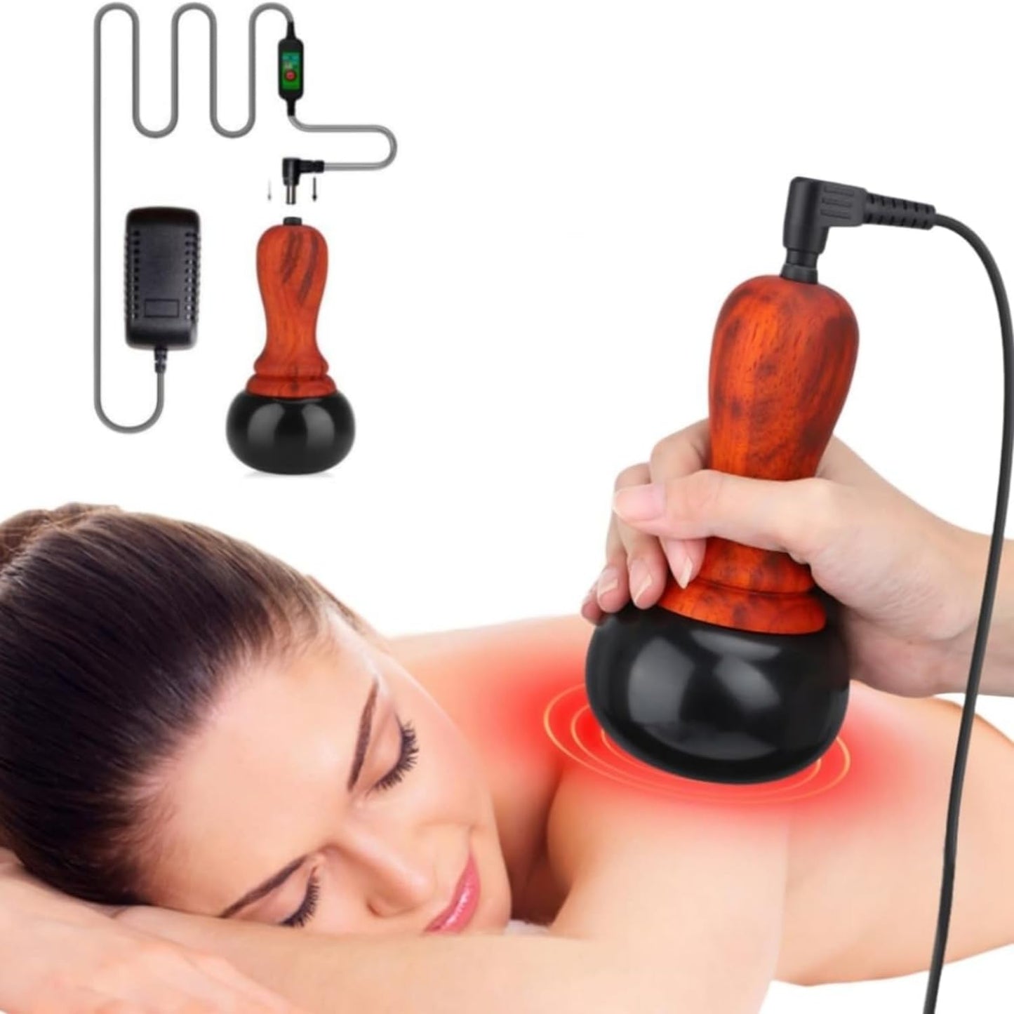 WeiiTech Hot Stones for Massage, Electric Body Massager with Temperature Control, Natural Bian Stone Gua Sha Scraping Massager for Home SPA Relaxation Treatment Pain Relief