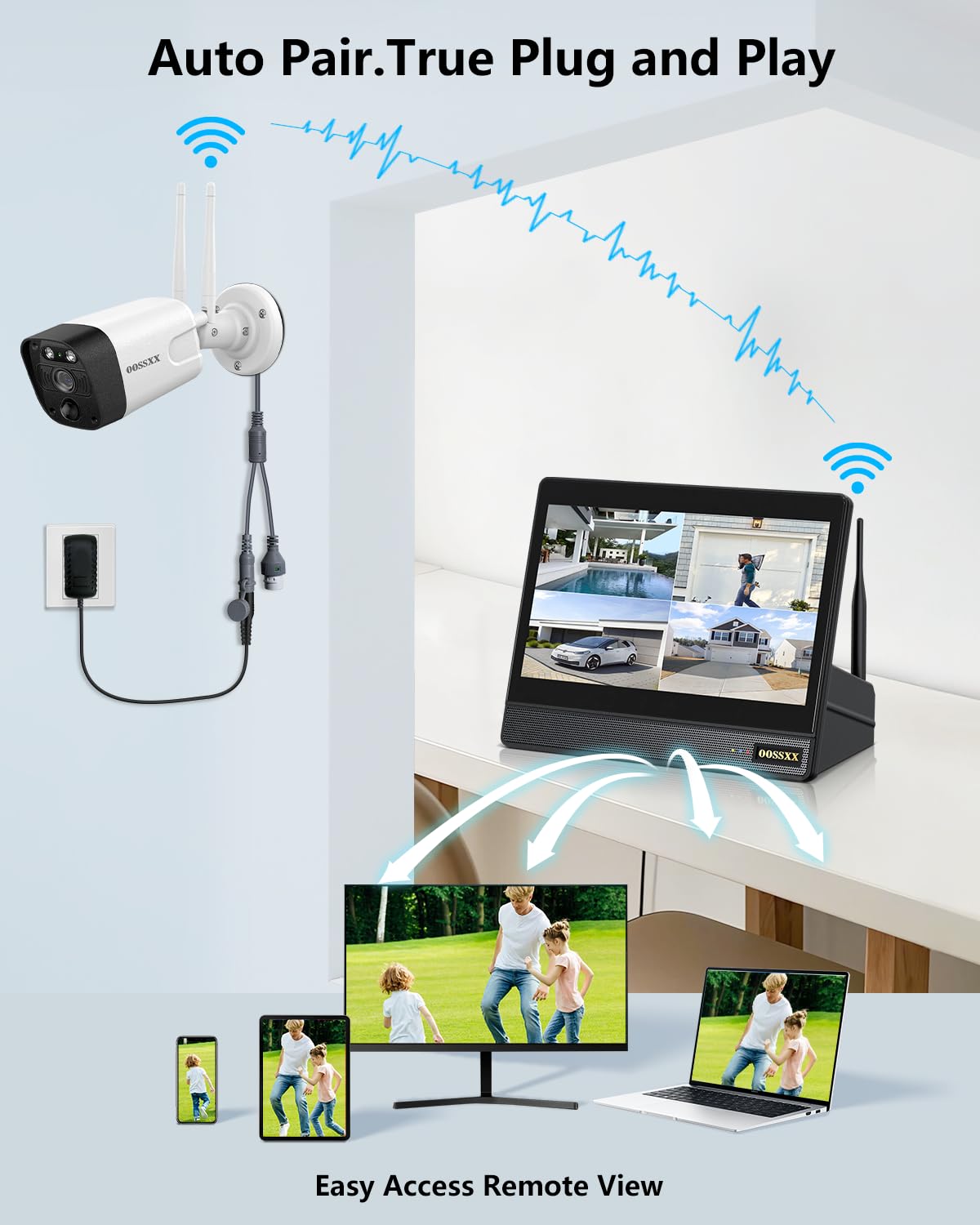 (2026 Update) 5MP Wireless Security Camera System with 10" Monitor, 10CH NVR & 4 WiFi Cameras, 130° Wide Angle, Dual Band 2.4/5.8GHz, 55% Longer Range, 2-Way Audio, 1TB HDD, IP66, No Monthly Fee