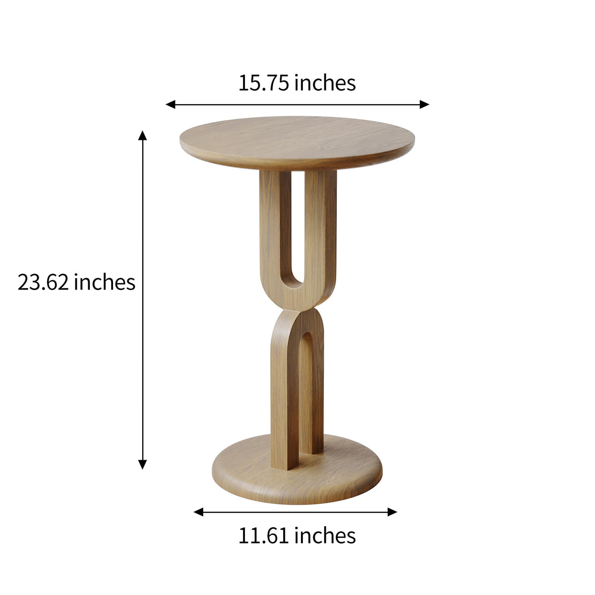 Rosolaratop Solid Wood End Table with Sturdy U-Shaped Base, Modern Accent Side Table for Living Room Bedroom, Natural Ash Wood, Easy Assembly (15.75" L x 15.75" W x 23.62" H)
