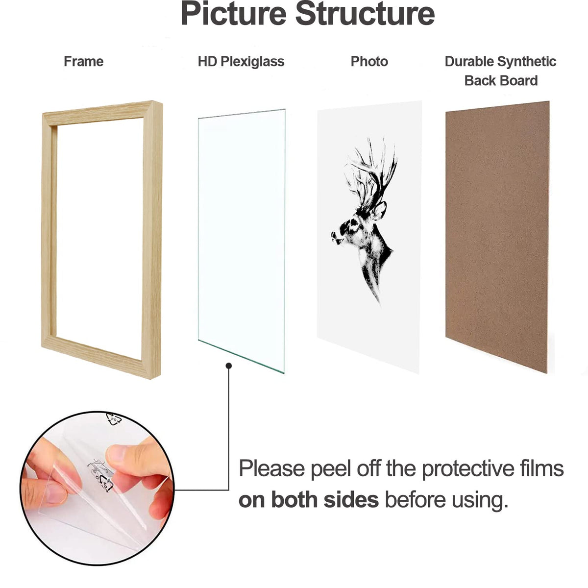 Yaetm 16x24 Picture Frames, Natural Solid Oak Wood Frame 16 x 24 inch, Ideal for Wall Gallery and Poster, Wall Mount (4 Pack, Oak)