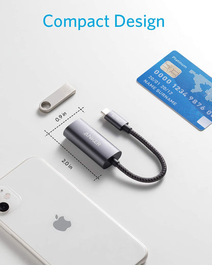 Anker USB C to Gigabit Ethernet Adapter - Aluminum Portable Adapter for MacBook Pro/Air 2018+, iPad Pro 2018+, XPS and More