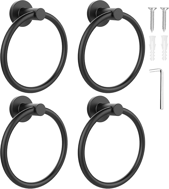 SetSail Towel Holder for Bathroom Wall Matte Black Towel Ring Stainless Steel
