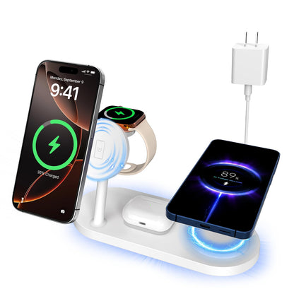 Dual Phone Wireless Charger, 30W Magnetic 4 in 1 Charging Station for Apple Devices, Charging Stand for iPhone 17/16/15/14/13/12 Series, Support for Apple Watch11/10 for AirPods4