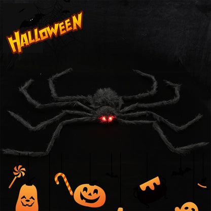 GHYKL Halloween Giant Spider 5 Ft Outdoor Halloween Decorations Large Fake Hairy Spider Scary Furry Spider Props Outside Yard Creepy Decor, Black