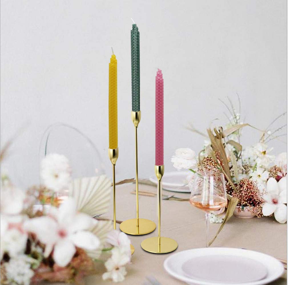 Set of 14 9 Inch Beeswax Taper Candles - Smokeless Unscented Long Burning Dripless Candles for Wedding, Home Decor, Dinner Party, and Holiday Gifting