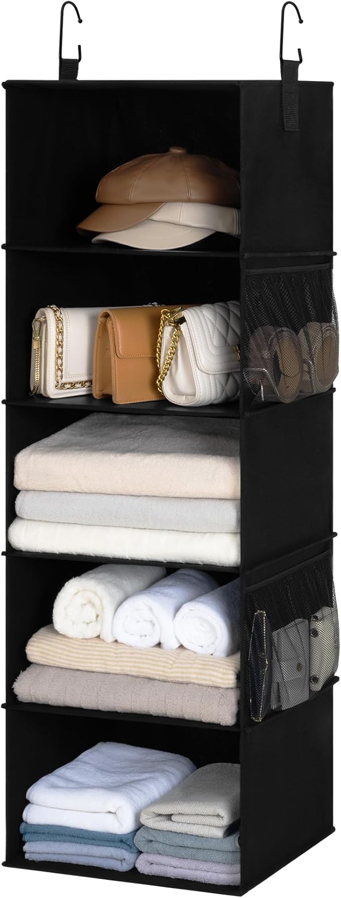 StorageWorks 5-Shelf Hanging Closet Organizers, Foldable Closet Storage