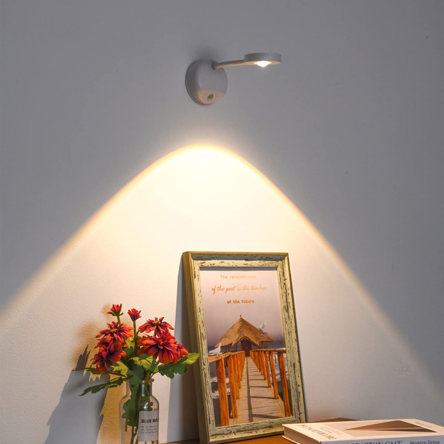 Yuewilai Wireless Picture Light Battery Operated, 2200mAH Rechargeable Painting Light with Motion Sensor and Rotatable Tube, Stepless Dimming Art Display Light for Picture Frame