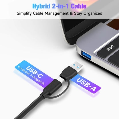 RSHTECH Powered USB Hub 3.1/3.2 Gen2, 7-Port USBC Hub with 4 USB 3.0, 10Gbps USB-A & 2 USB-C Data Ports, Aluminum USB3.2 Splitter for Laptops, PC and More (Upgraded Version, RSH-ST07C)