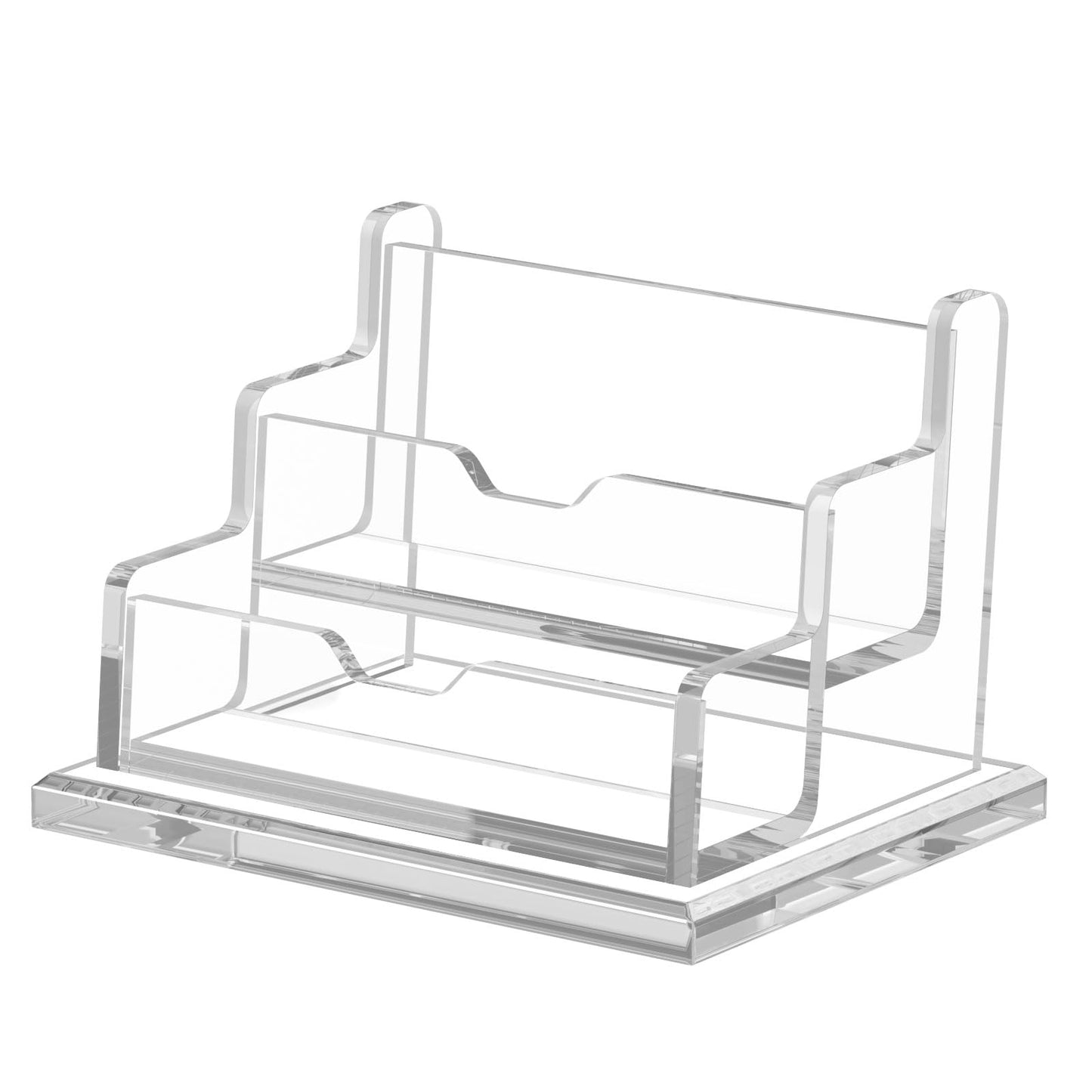 NIUBEE Clear Business Card Holder 2 Tier Acrylic Business Card Stand, 2 Slots Business Card Display for Desk Counter, 150 Card Capacity, 1 Pack