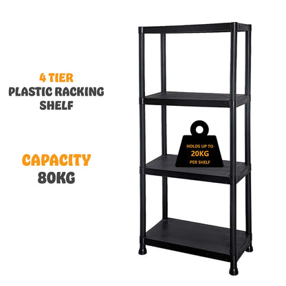 3/4/5 Tier - Plastic Shelving Unit | Garage Shelving Units | Storage Shelves | Shelving Units for Storage | Plastic Racking | Racking Shelving Unit Warehouse, Garage, Shed, and Workshop (4 Tier)