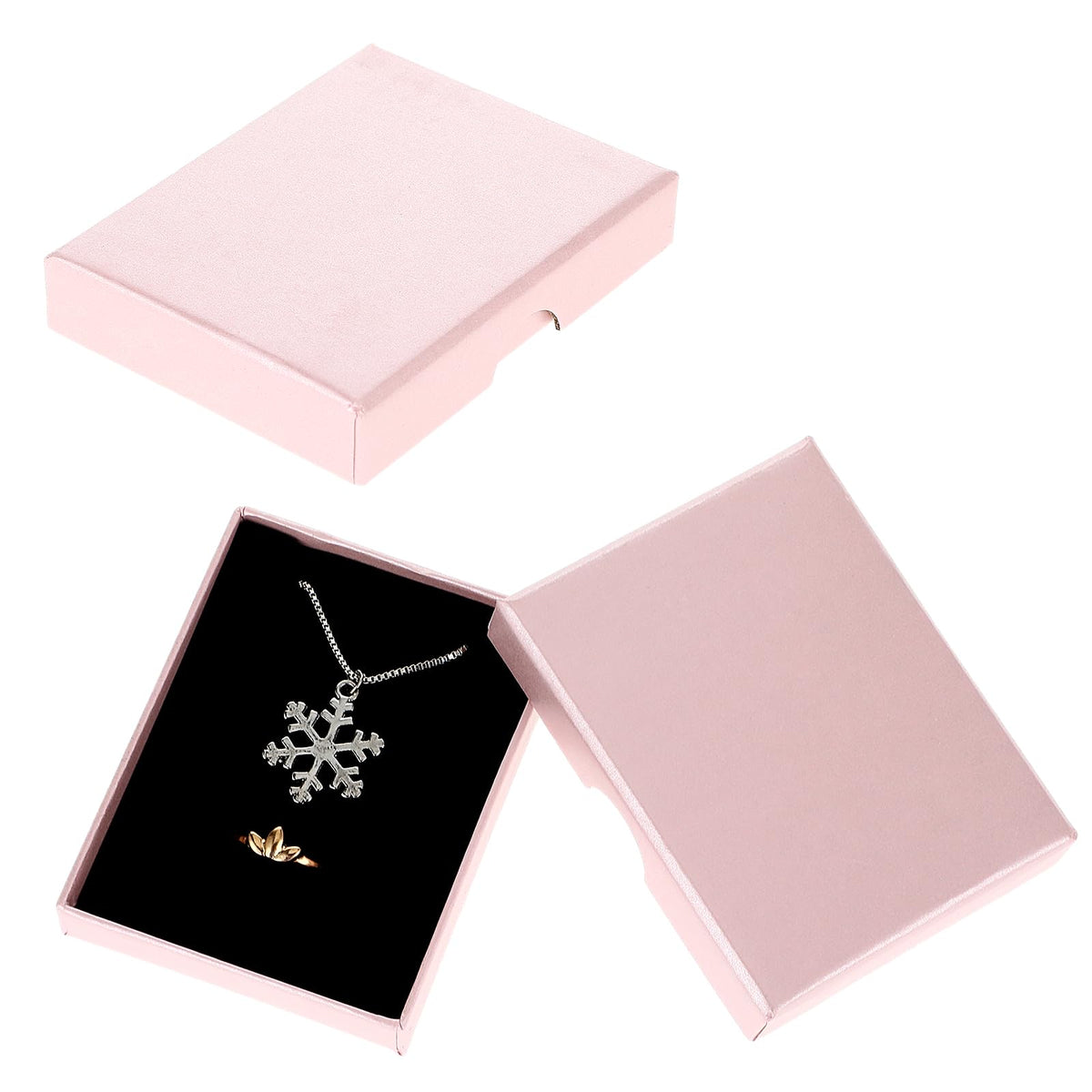 2 Pack Small Jewelry Gift Box, Cardboard Jewellery Box with Lids Pendent Storage Case Necklace Bracelet Earring Cardboard Organizer Square Jewelry Gift Boxes for Necklaces Bracelets Earrings(Pink)