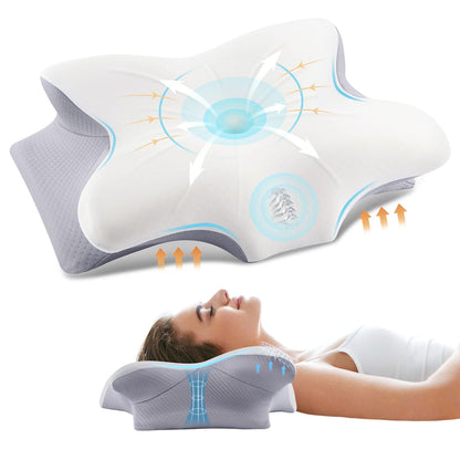 Cervical Pillow for Neck and Shoulder, Ergonomic Contour Memory Foam Pillows for Sleeping, Cooling Neck Support Pillow for Back Stomach Side Sleeper Dark Grey