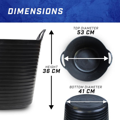 Faithfull Flex Tub – Multi-Purpose & Durable Flexible Bucket for Garden, DIY, Building & Farming - 60L (13gl), Black