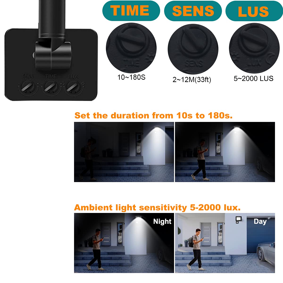treoir 50W Security Lights Outdoor Motion Sensor,5000LM Outdoor Spotlight with PIR,IP66 Waterproof 3500k LED Spotlight for Garden,Garage,Square,Car Park,Construction Site ect(50W,Warm White)