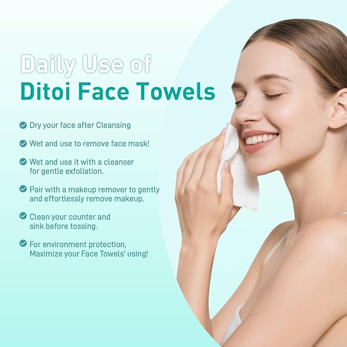 Face Towels, Face Towelettes XL, Ultra Soft Makeup Remover Dry Wipes, Thick