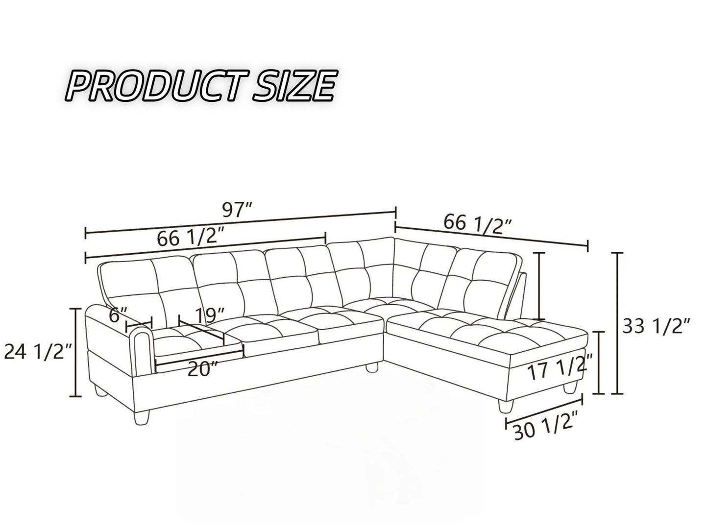 NicBex Leather Couches for Living Room, 2-Piece 97" L-Shaped Sectional Couch with Movable Chaise, Modern Sofa Living Room Set for Apartment, Office & Bedroom, Latte