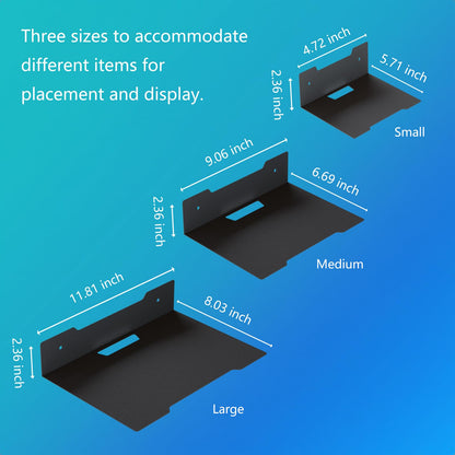 PzewMo Floating Metal Wall Mount Shelf, Shelf for TV Cable Box,Apple Roku, Sound Bar,Soundbar, Camera,Decor Display (1, Small)