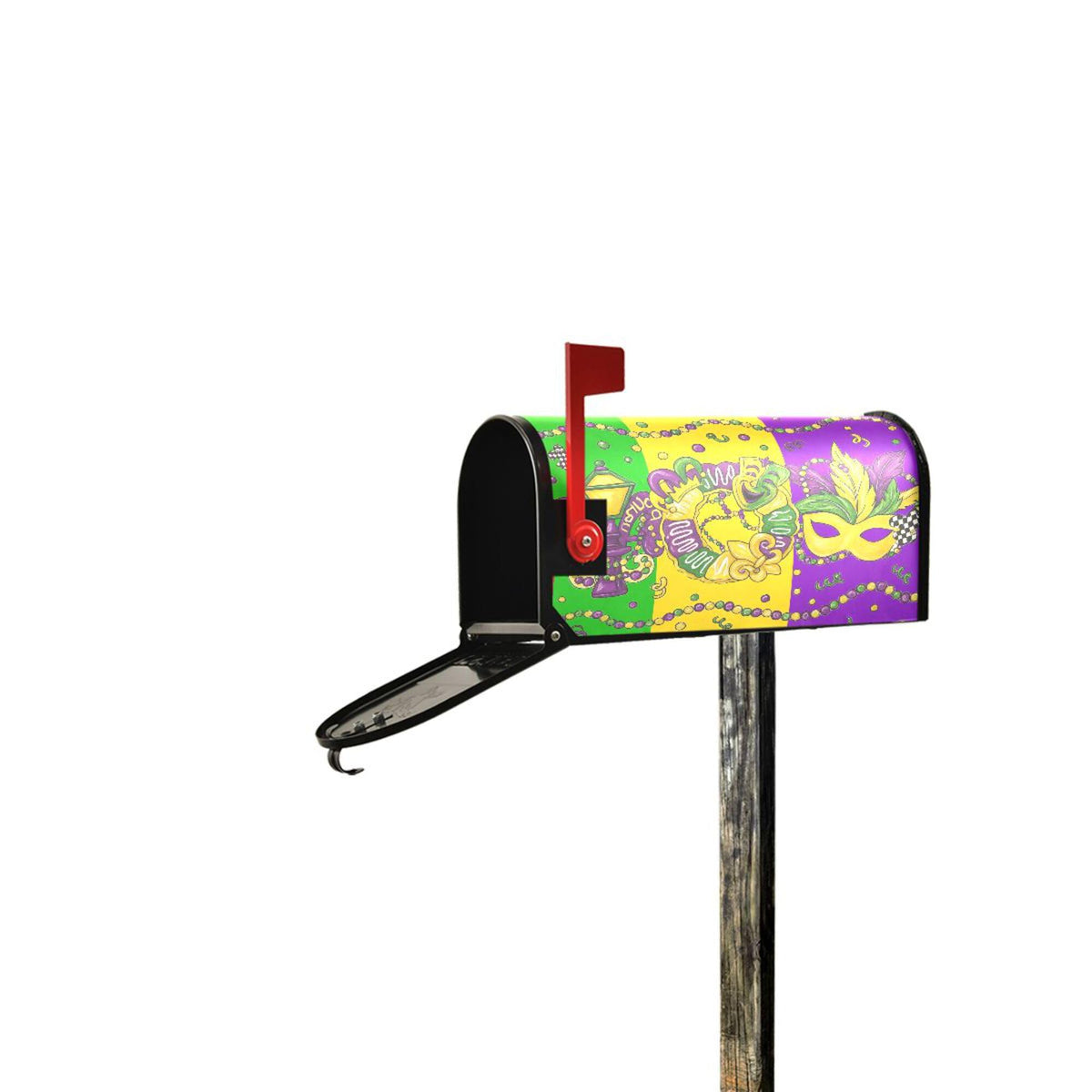 Happy Mardi Gras Magnetic Mailbox Covers Fleur de Lis Masquerade Mask Mailbox Cover Standard Size Full Magnet Garden Yard Porch Mail Boxes Cover Holiday Decorations 21" L x 18" W