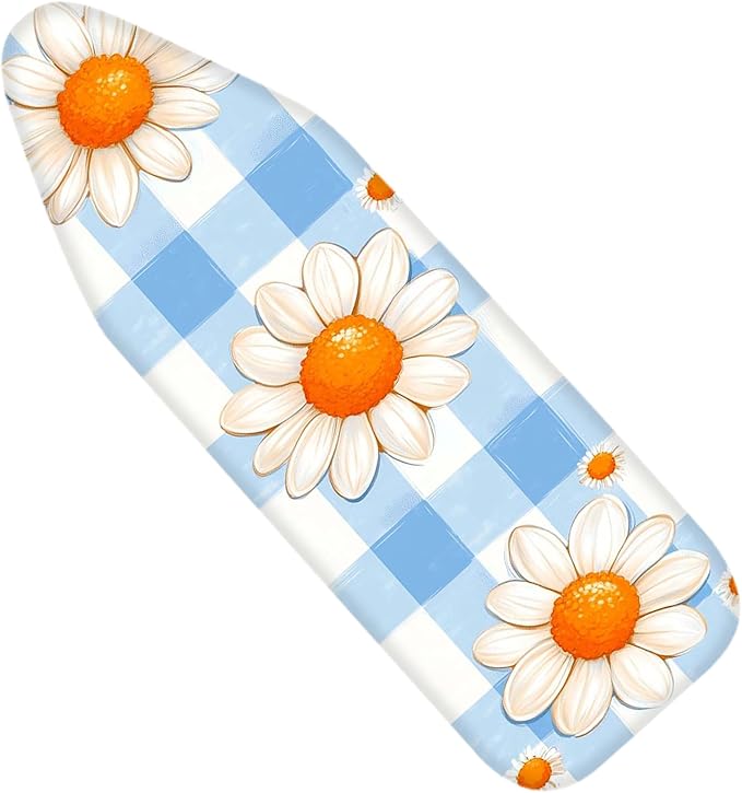 Nuxovilar Blue Gingham with Large Daisies Ironing Board Cover, This Cover Fits