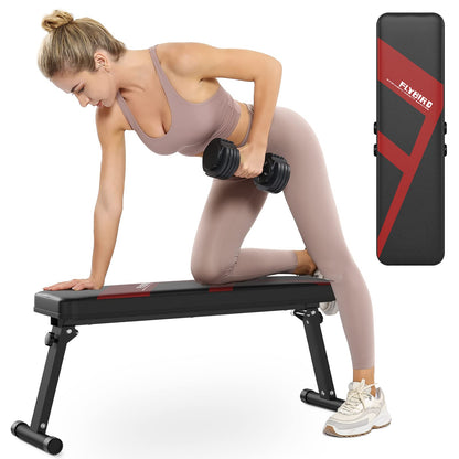 FLYBIRD Flat Bench, Foldable Flat Weight Bench Easy Assembly for Strength Training Bench Press, 600/1000 LBS 2 Versions