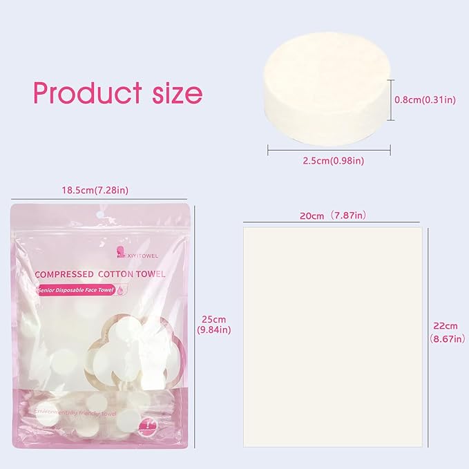 Classycoo Thick Disposable Compressed Towels Tablets- Individually Wrapped Face