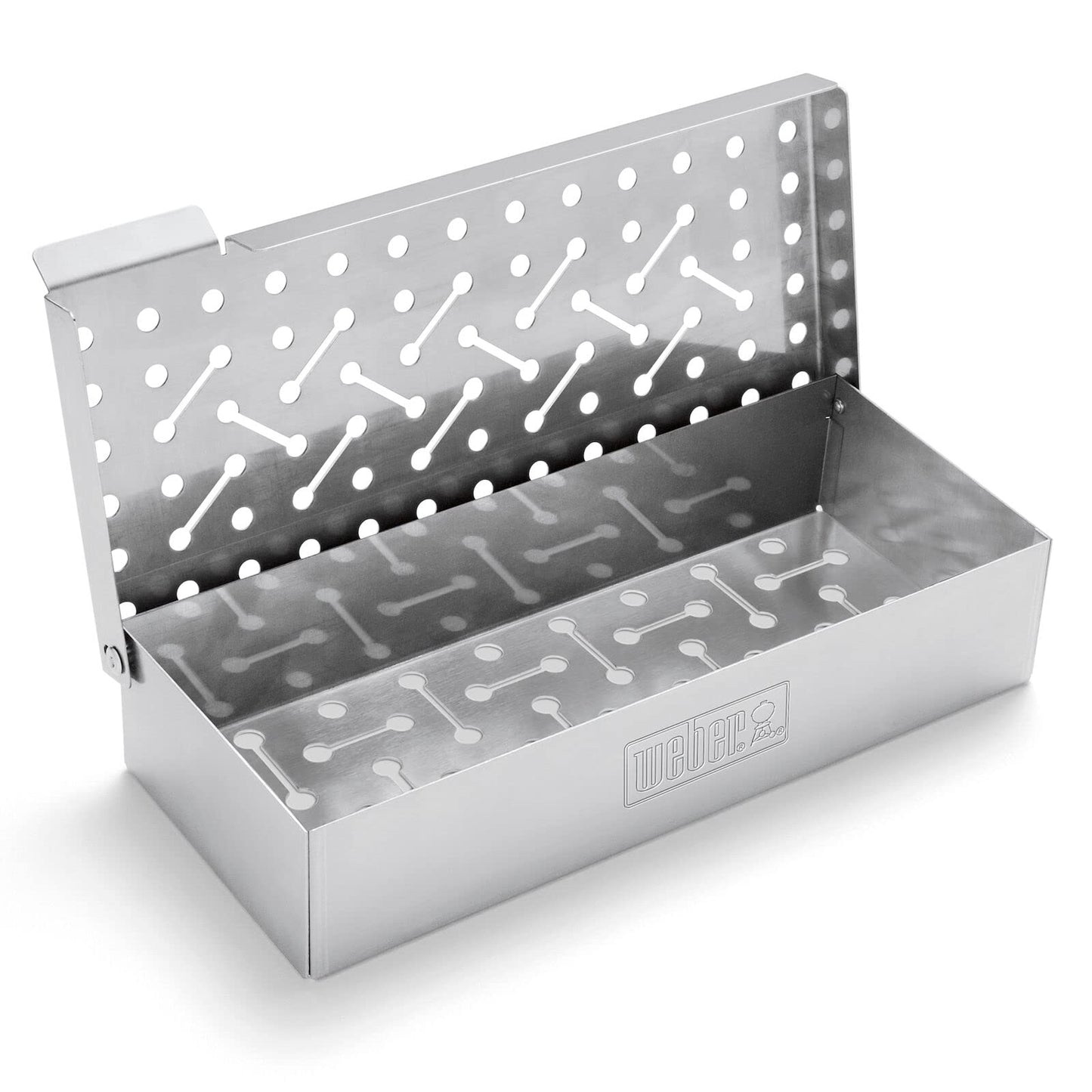Weber Smoker Box (24 x 12 x 5cm), made of durable stainless steel, with ventilation slots, easy filling of smoker chips, perfectly suitable for gas grills, smoking - Silver (7576)