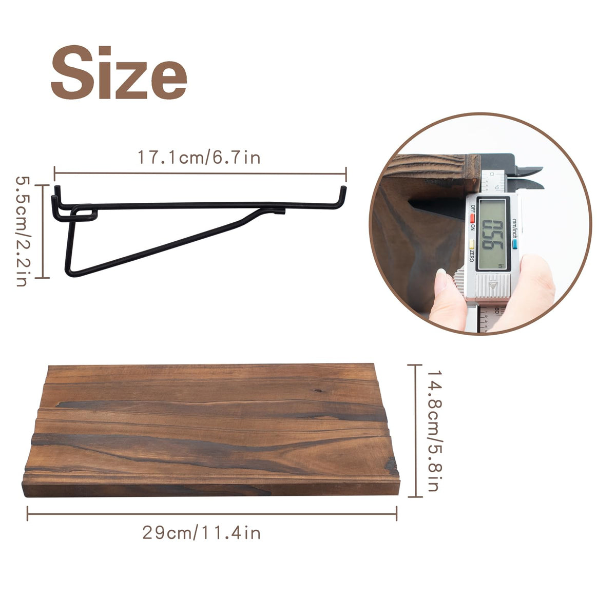 3 PCS Wooden Pegboard Shelves with 6 PCS Metal Pegboard Shelf Brackets Pegboard Hooks, Heavy Duty PegBoard Organizer Shelves, Pegboard Accessories for Craft Room, Home, Kitchen, Garage, Office