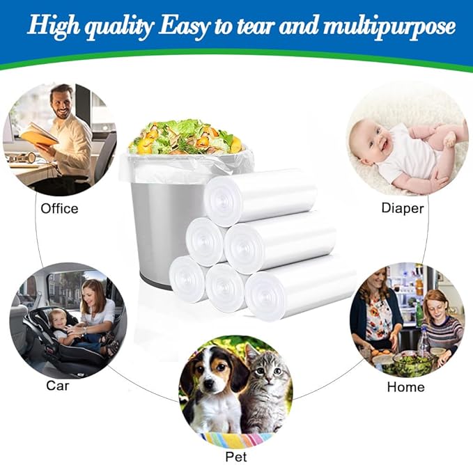 0.5 Gallon 250 pcs Mini Clear Trash Bags, Tiny Strong Garbage Bags, Small