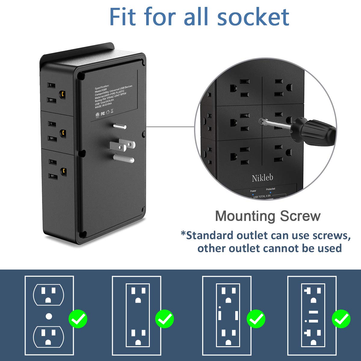 Power Strip 23 in 1, 20 Outlets Surge Protector Wall Mount with 2 USB+1 USB C Ports, Multi Plug Extension Cord 6ft Heavy Duty, Accessories for Gaming, Studio, Home, Office, Desk Organizers