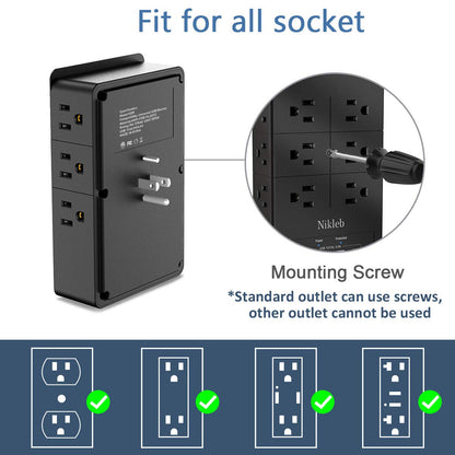 Power Strip 23 in 1, 20 Outlets Surge Protector Wall Mount with 2 USB+1 USB C Ports, Multi Plug Extension Cord 6ft Heavy Duty, Accessories for Gaming, Studio, Home, Office, Desk Organizers