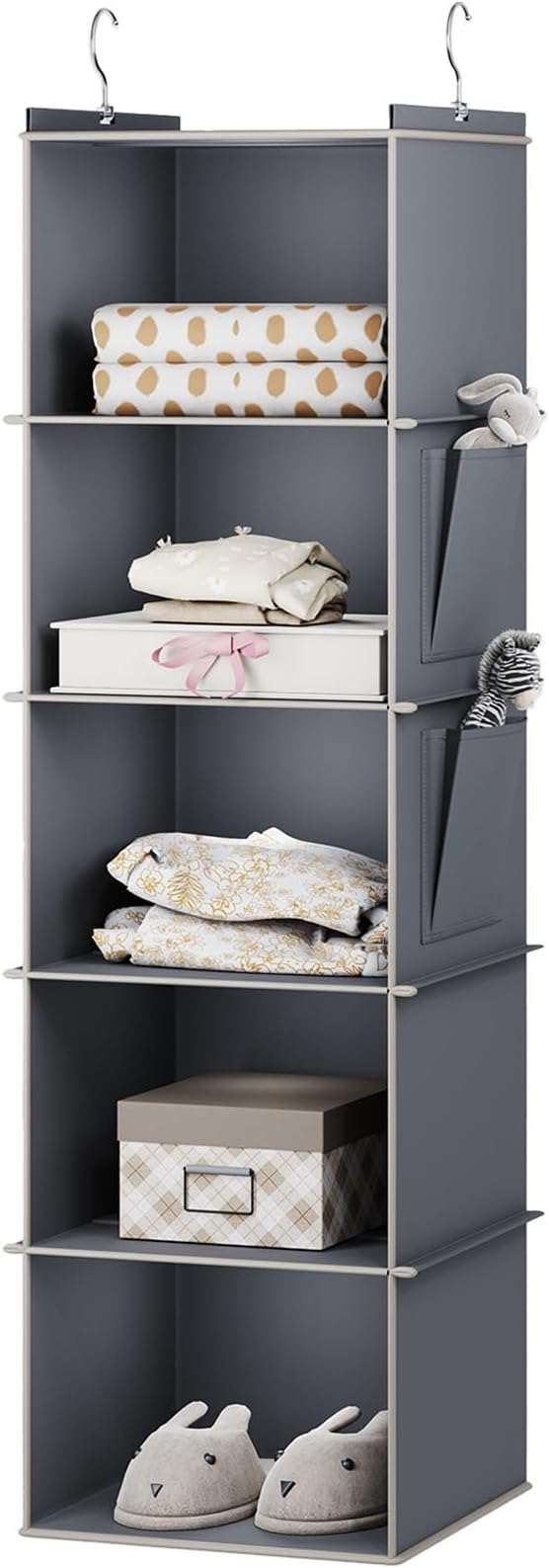 YOUDENOVA Hanging Closet Organizer, 5-Shelf Closet Hanging Storage Shelves